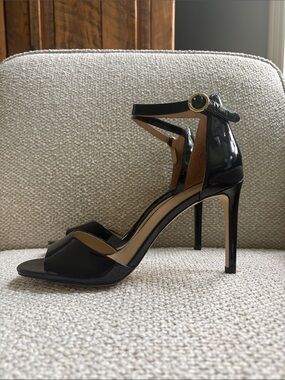 MICHAEL Michael Kors Black Patent Leather Ankle-Strap Stilettos - 8.5